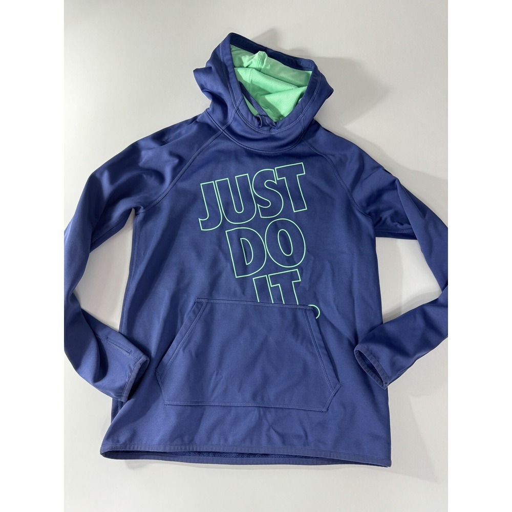 Nike‎ Purple Graphic Just Do It Kangaroo Pocket Athletic Fit Hoodie Adult Size S